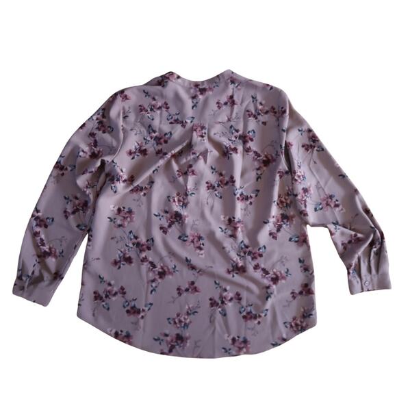 Hilary Radley Blouse Sz L V-Neck Long Sleeve Floral Pink L Cottagecore Office - Picture 3 of 10